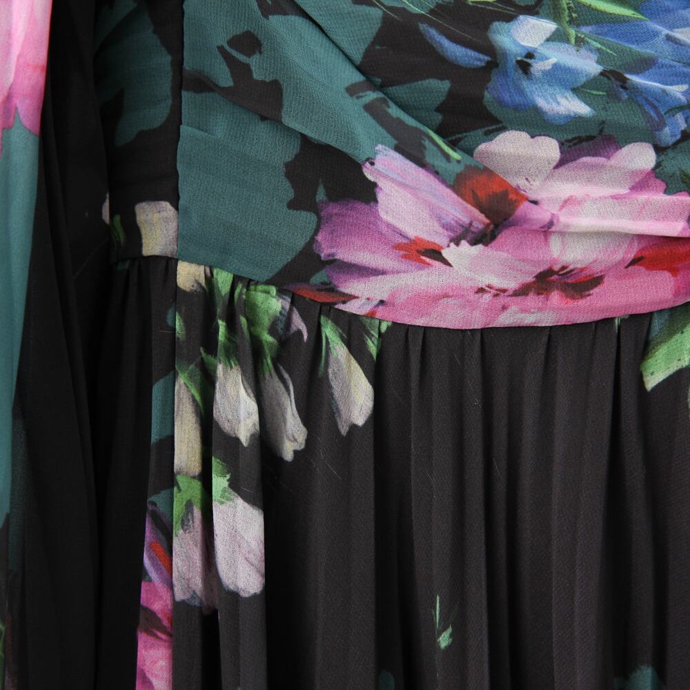 Badgley Mischka Pleated Black Floral Gown Size 4 - Picture 10 of 10